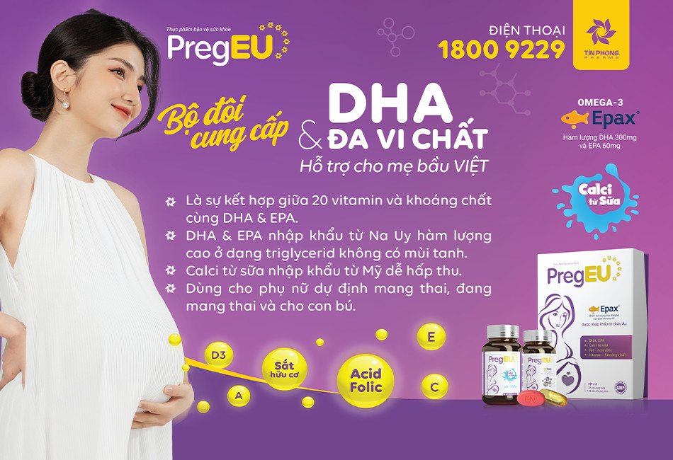 PregEU có chứa vitamin B6 giúp giảm nghén cho bà bầu